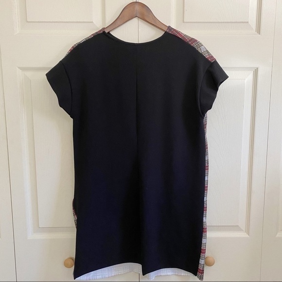 Zara Black & Red Plaid Paisley Print TShirt Tunic - Picture 5 of 7